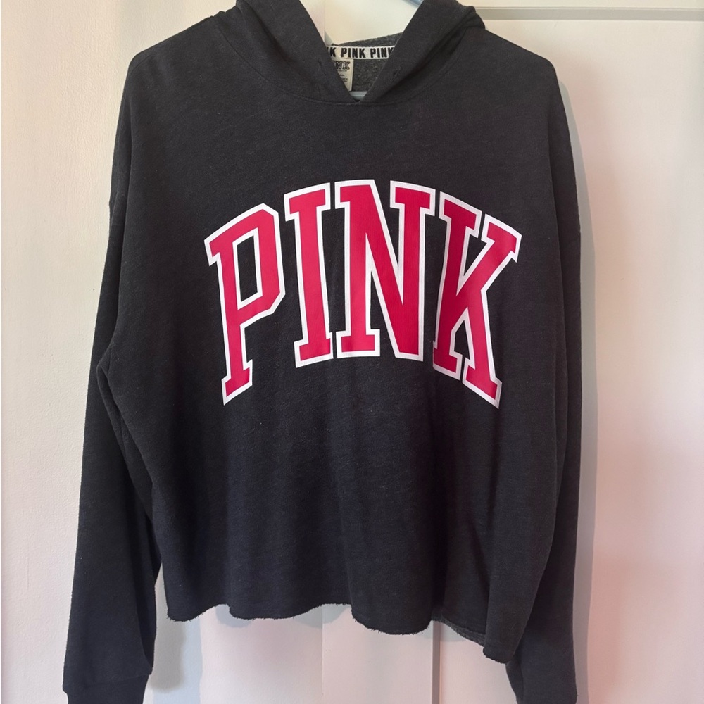 PINK Victoria's Secret Gray Cropped Hoodie